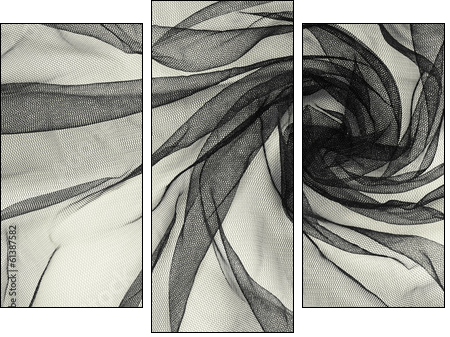 Black tulle background - Three-piece canvas print, Triptych