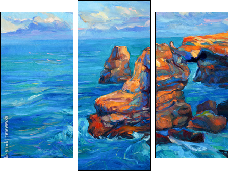 Cliffs and ocean - Three-piece canvas print, Triptych