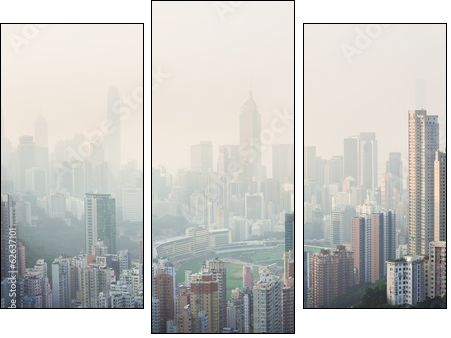 Air pollution hangs over Hong Kong Island - Three-piece canvas print, Triptych