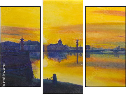 Sunset over the city - Three-piece canvas print, Triptych