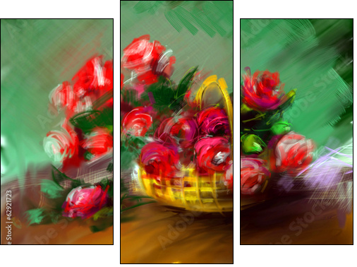 Bouquet of roses - Three-piece canvas print, Triptych