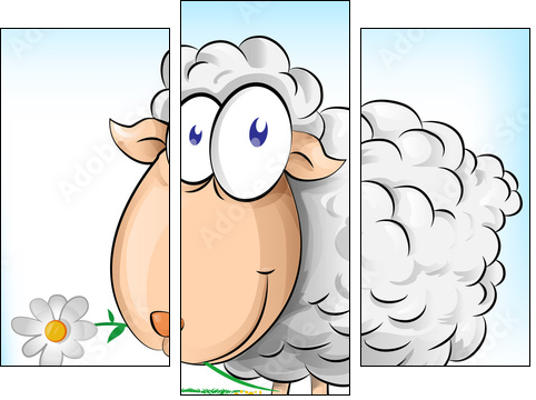 sheep cartoon on  background - Three-piece canvas print, Triptych