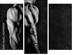 Bodybuilder showing his muscles - Three-piece canvas print, Triptych