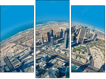 Dubai downtown. East, United Arab Emirates architecture. Aerial - Three-piece canvas print, Triptych