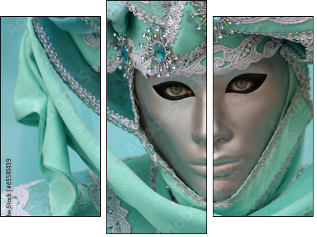 Beautiful clasical mask in Venice - Three-piece canvas print, Triptych