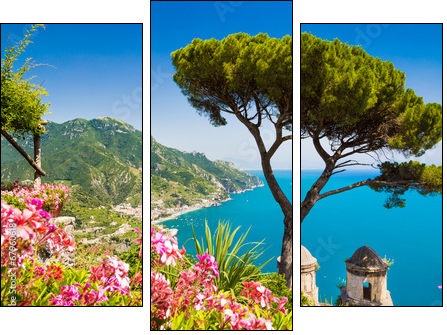 Postcard view of Amalfi Coast, Ravello, Campania, Italy - Three-piece canvas print, Triptych