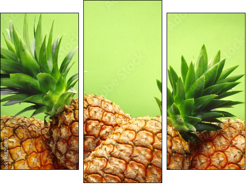 tropical pineapples - Three-piece canvas print, Triptych