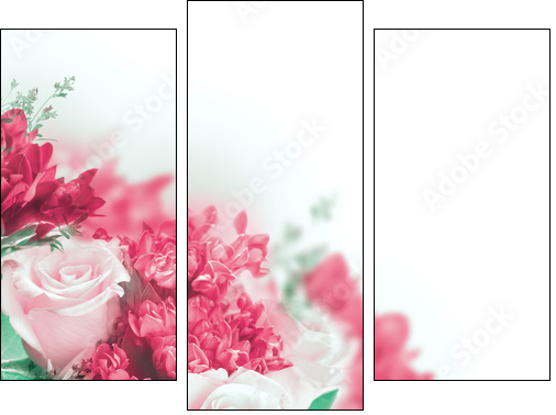 Bouquet of yellow roses, floral background - Three-piece canvas print, Triptych