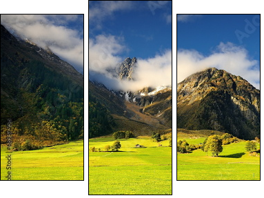 Szwajcarskie Alpy, z widokiem na stok - Three-piece canvas print, Triptych