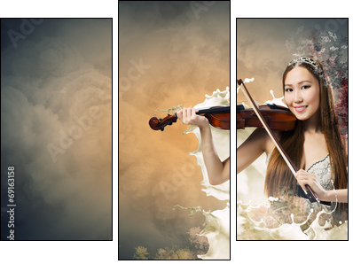 Woman violinist - Three-piece canvas print, Triptych