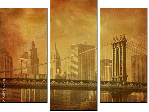 vintage grunge image of new york city - Three-piece canvas print, Triptych