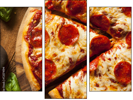 Hot Homemade Pepperoni Pizza - Three-piece canvas print, Triptych