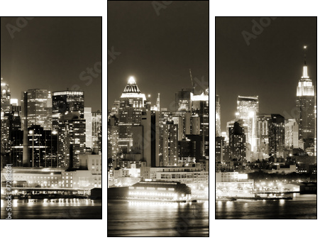 Manhattan West side at night - Three-piece canvas print, Triptych
