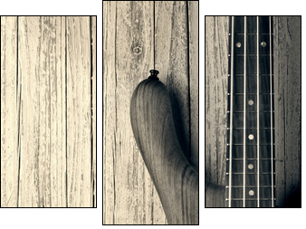bass on wood vintage photo - Three-piece canvas print, Triptych