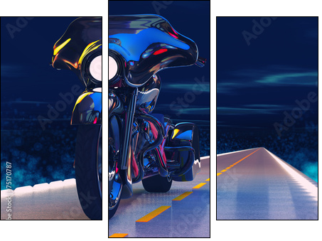 Night Motorcycle - Three-piece canvas print, Triptych