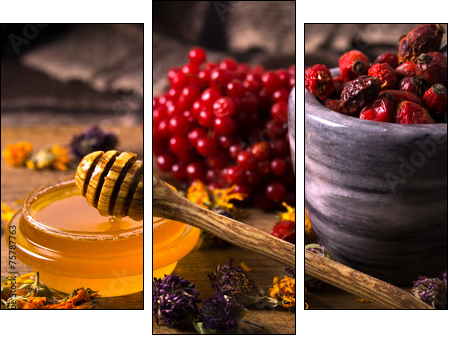 Honey and herbs - Three-piece canvas print, Triptych