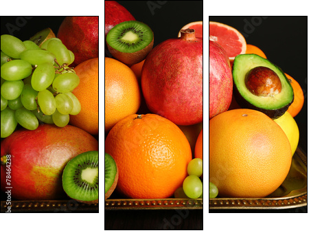 Assortment of fruits on table, close-up - Three-piece canvas print, Triptych