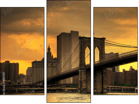 brooklyn bridge sunset - Three-piece canvas print, Triptych