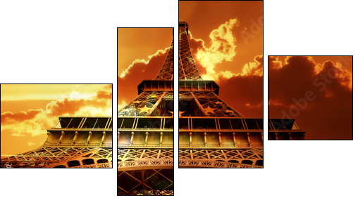 Eiffel tower on sunset - Four-piece canvas print, Fortyk