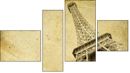 vintage paper with eiffel tower - Four-piece canvas print, Fortyk