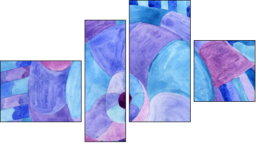 Watercolor Nautilus Picasso in blue. Sea theme watercolor. Sea Picasso. - Four-piece canvas print, Fortyk