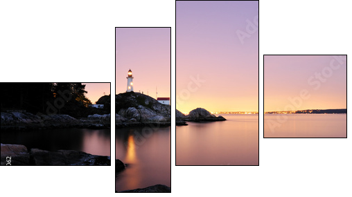 Point Atkinson Lighthouse in West Vancouver, Long Exposure - Four-piece canvas print, Fortyk