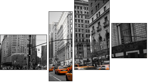 Taxies in Manhattan - Four-piece canvas print, Fortyk