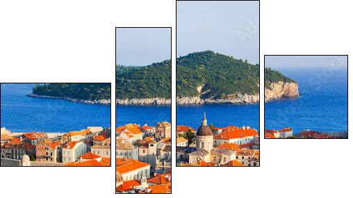 Town Dubrovnik and island in Croatia - Four-piece canvas print, Fortyk