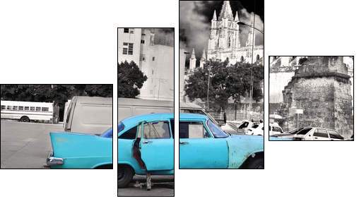 Old Havana car - Four-piece canvas print, Fortyk
