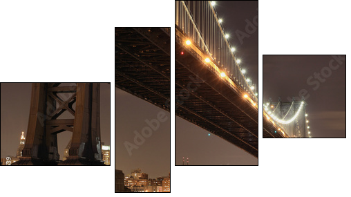 New York City Skyline and Manhattan Bridge At Night - Four-piece canvas print, Fortyk