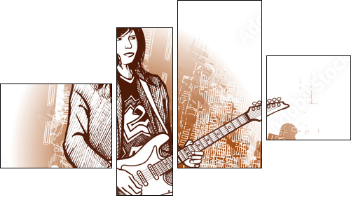 guitarist on grunge background - Four-piece canvas print, Fortyk