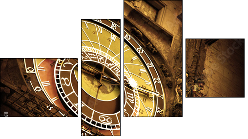 Old astronomical clock on Old Town Hall, Prague - Four-piece canvas print, Fortyk
