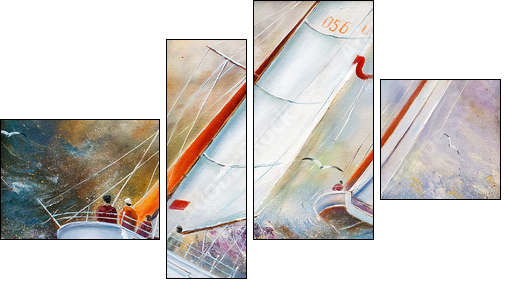 Sea regatta - Four-piece canvas print, Fortyk