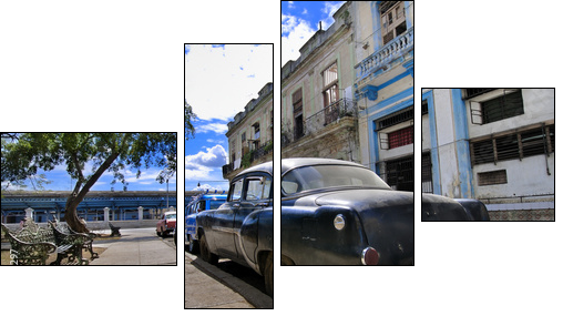 Havana Street with Oldtimer - Four-piece canvas print, Fortyk