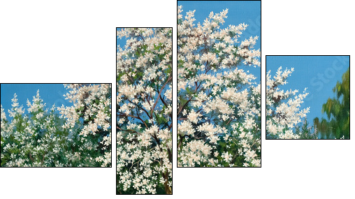 Blossoming spring garden - Four-piece canvas print, Fortyk