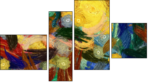 Abstract texture background. Digital painting in Vincent Van Gogh style artwork. Hand drawn artistic pattern. Modern art. Good for printed pictures, postcards, posters or wallpapers and textile print. - Four-piece canvas print, Fortyk