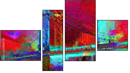 Manhattan bridge - Four-piece canvas print, Fortyk