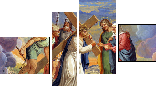 Jesus meets His Mother - Four-piece canvas print, Fortyk
