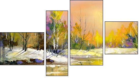 The wood river on a decline - Four-piece canvas print, Fortyk