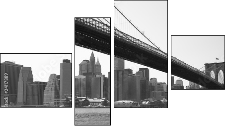 New York City Brooklyn bridge black & white - Four-piece canvas print, Fortyk
