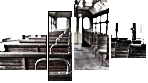 chairs in vintage train - Four-piece canvas print, Fortyk