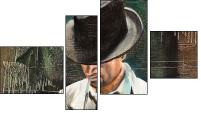 Portrait of the man with a cigarette - Four-piece canvas print, Fortyk