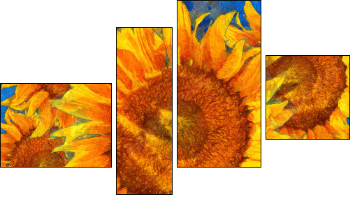 Sunflowers arrangement. Van Gogh style imitation. - Four-piece canvas print, Fortyk
