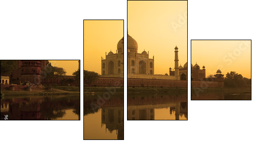 Taj Mahal sunset reflection, Yamuna River. - Four-piece canvas print, Fortyk
