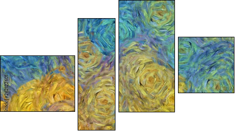 Abstract texture background. Digital painting in Vincent Van Gogh style artwork. Hand drawn artistic pattern. Modern art. Good for printed pictures, postcards, posters or wallpapers and textile print. - Four-piece canvas print, Fortyk