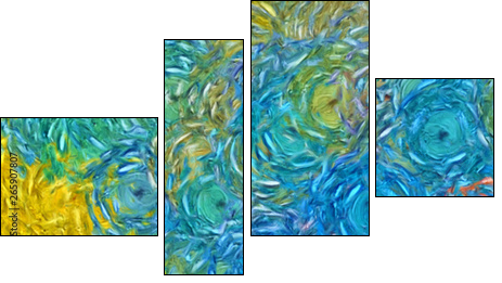 Abstract impressionism painting in Vincent Van Gogh style imitation. Art design background pattern for artistic creative printing production. Wall poster or canvas print template for interior decor. - Four-piece canvas print, Fortyk
