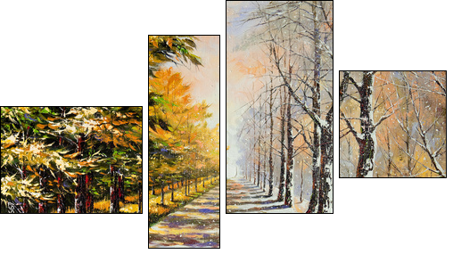 Allegory on theme winter-autumn - Four-piece canvas print, Fortyk