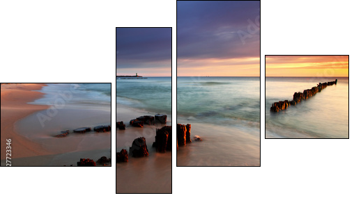 Beautiful sunrise on the beach - Four-piece canvas print, Fortyk
