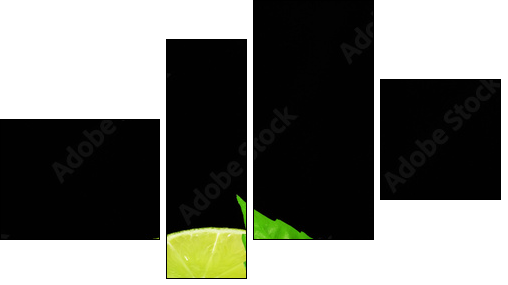 Lime on a black background - Four-piece canvas print, Fortyk