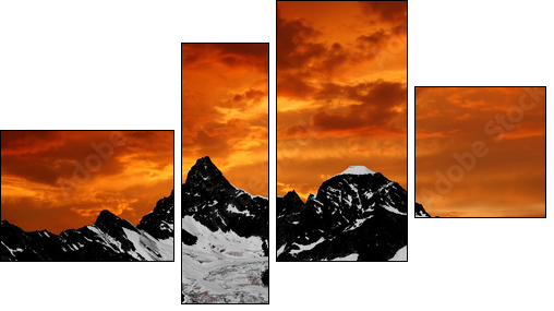 sunset on the Ober Gabelhorn - Four-piece canvas print, Fortyk